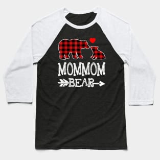 Mommom Bear Christmas Pajama Red Plaid Buffalo Gift Shirt Baseball T-Shirt